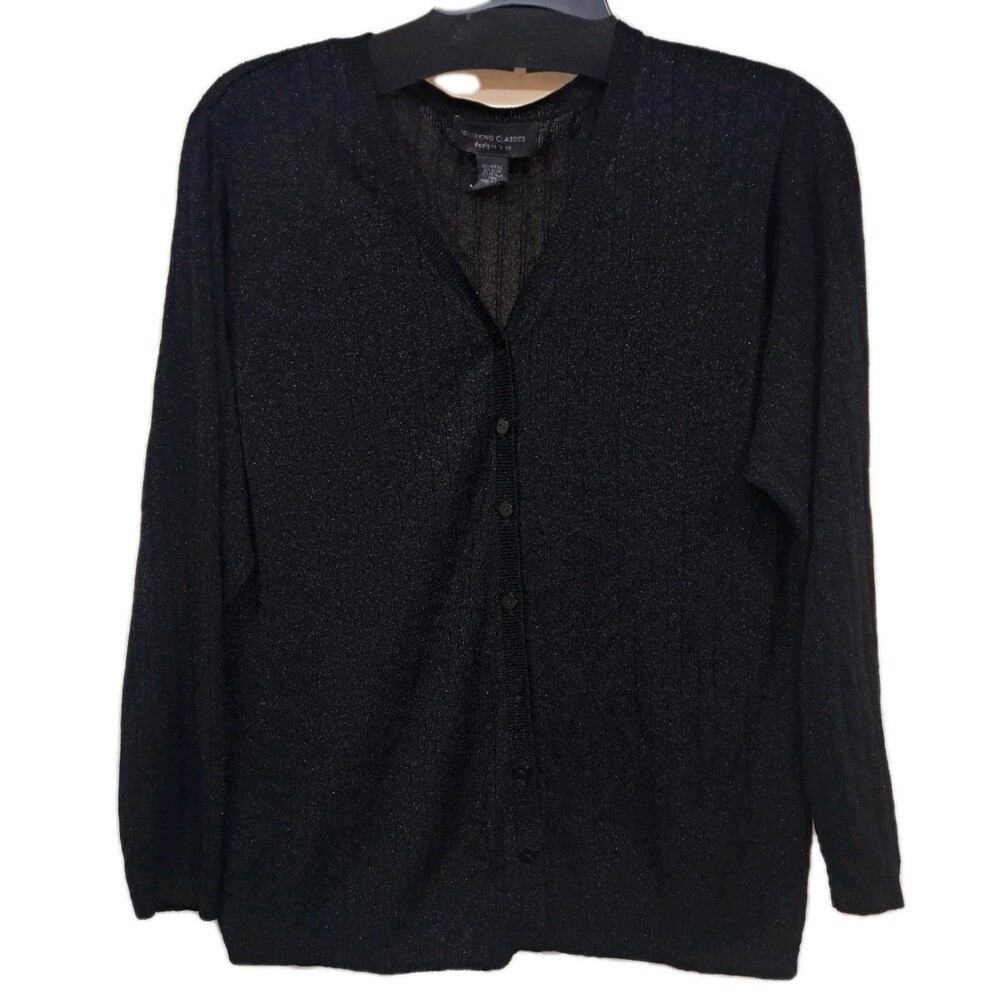 Working Classics Designs & Co Sweater Womens 18/20 Black Cardigan Long Sleeve